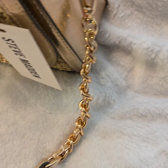 Steve Madden NWT Gold & Tan Mini Bag w/Structured Design, Crossbody Strap - Picture 4 of 7